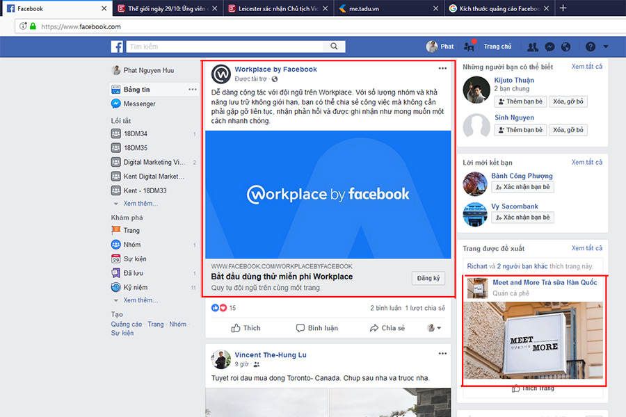 Kích thước quảng cáo Facebook