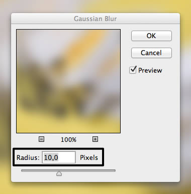 Gaussion blur filter settings